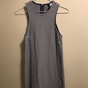 Blue and white striped summer dress